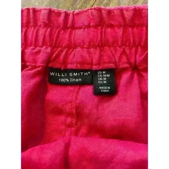 Willi Smith 100% linen Red Drawstring Waist Mini Skirt, M - Picture 2 of 7